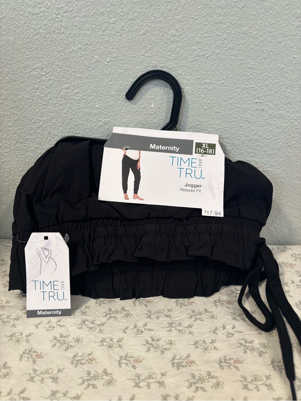 Time and Tru Black Maternity Jogger - Relaxed Fit